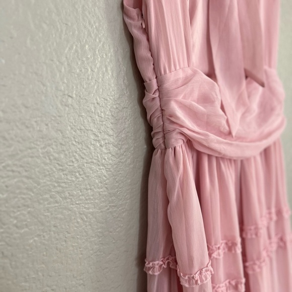 Enchantingly Sweet Blush Pink Chiffon Backless Maxi Dress - Picture 10 of 11